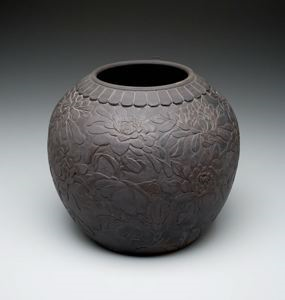 Image of Olla Form Vase with Chrysanthemums