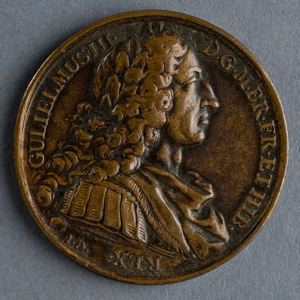 Image of Portrait of King William III of England (obverse); William Tomb with dates (reverse)
