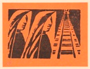 Image of Untitled [Two Women by Train Tracks (Dos mujeres frente a la via)] from 13 Woodcuts by Siqueiros (13 Grabados en madera por Siqueiros)